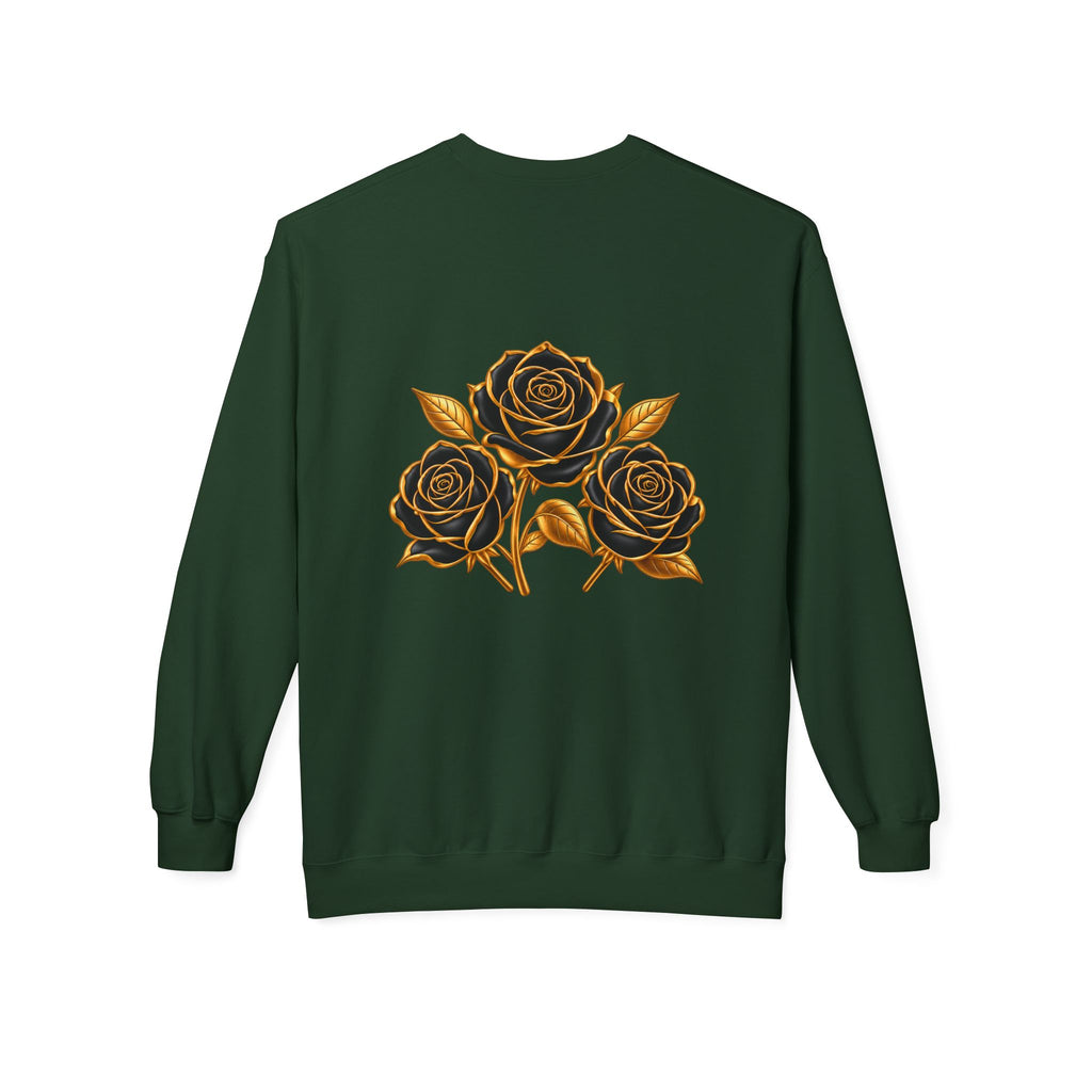 The Three Roses: Unisex Crewneck Gold Rose Sweatshirt Graphic Logo