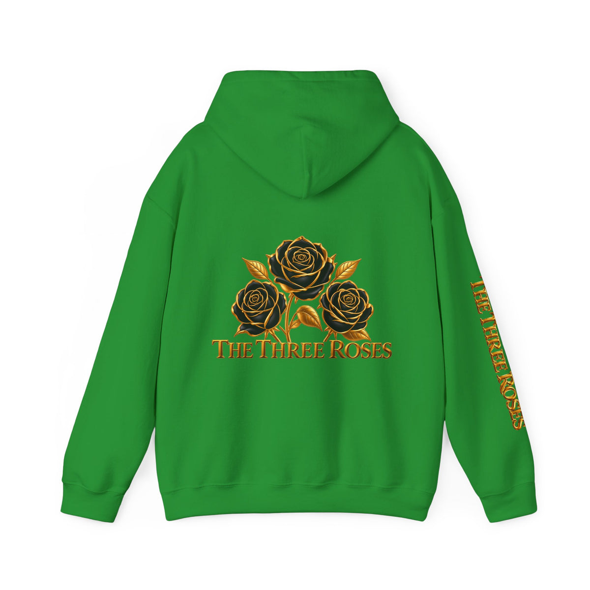 The Three Roses Hoodie: Unisex Gold Rose Graphic Hooded Sweatshirt