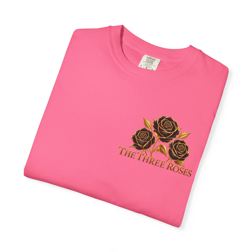The Three Roses Graphic: Unisex T-Shirt  Gold & Black Floral Tee