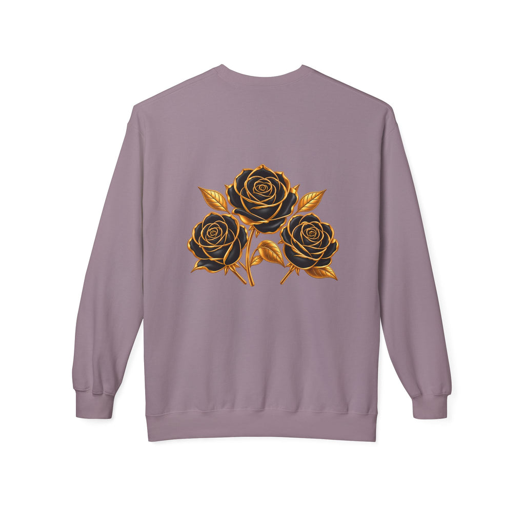 The Three Roses: Unisex Crewneck Gold Rose Sweatshirt Graphic Logo