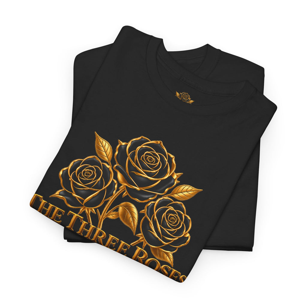 The Three Roses Tee — Mens Gold Floral Graphic T-Shirt