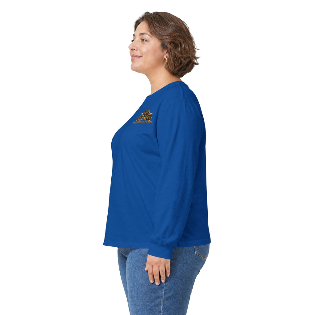 Long Sleeve Tee — Golden Black Rose Chest & Back Design