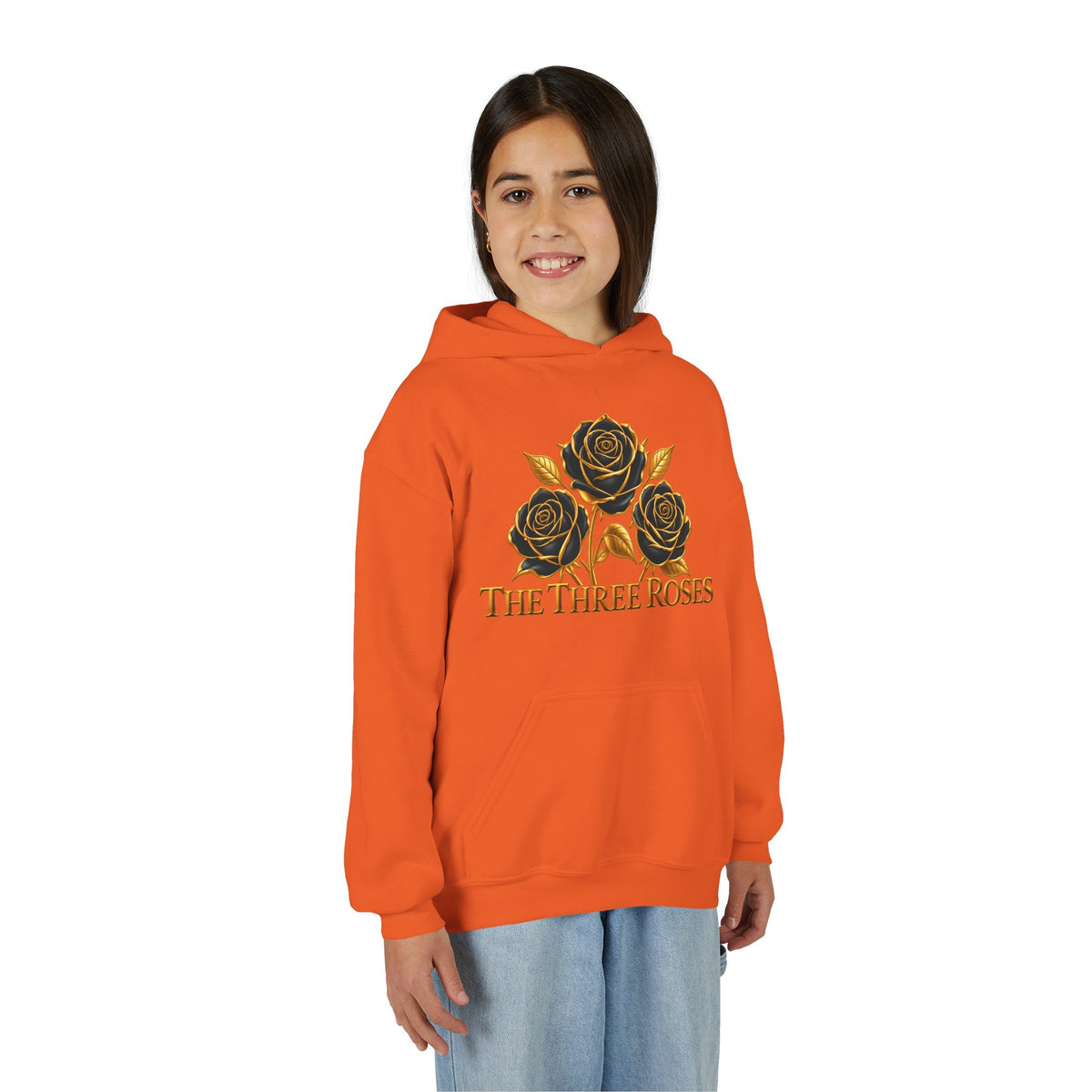 The Three Roses: Unisex Youth Gold Logo Hoodie