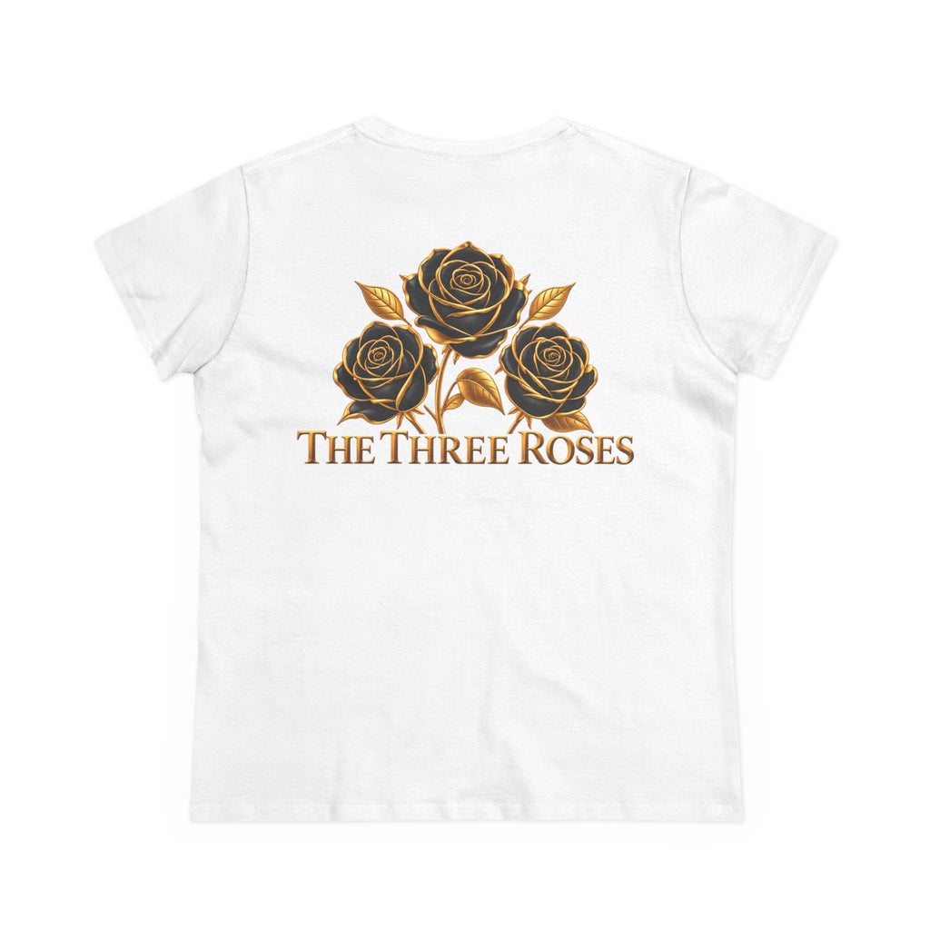 The Three Roses Tee: Womens Black & Gold Rose Graphic T-Shirt
