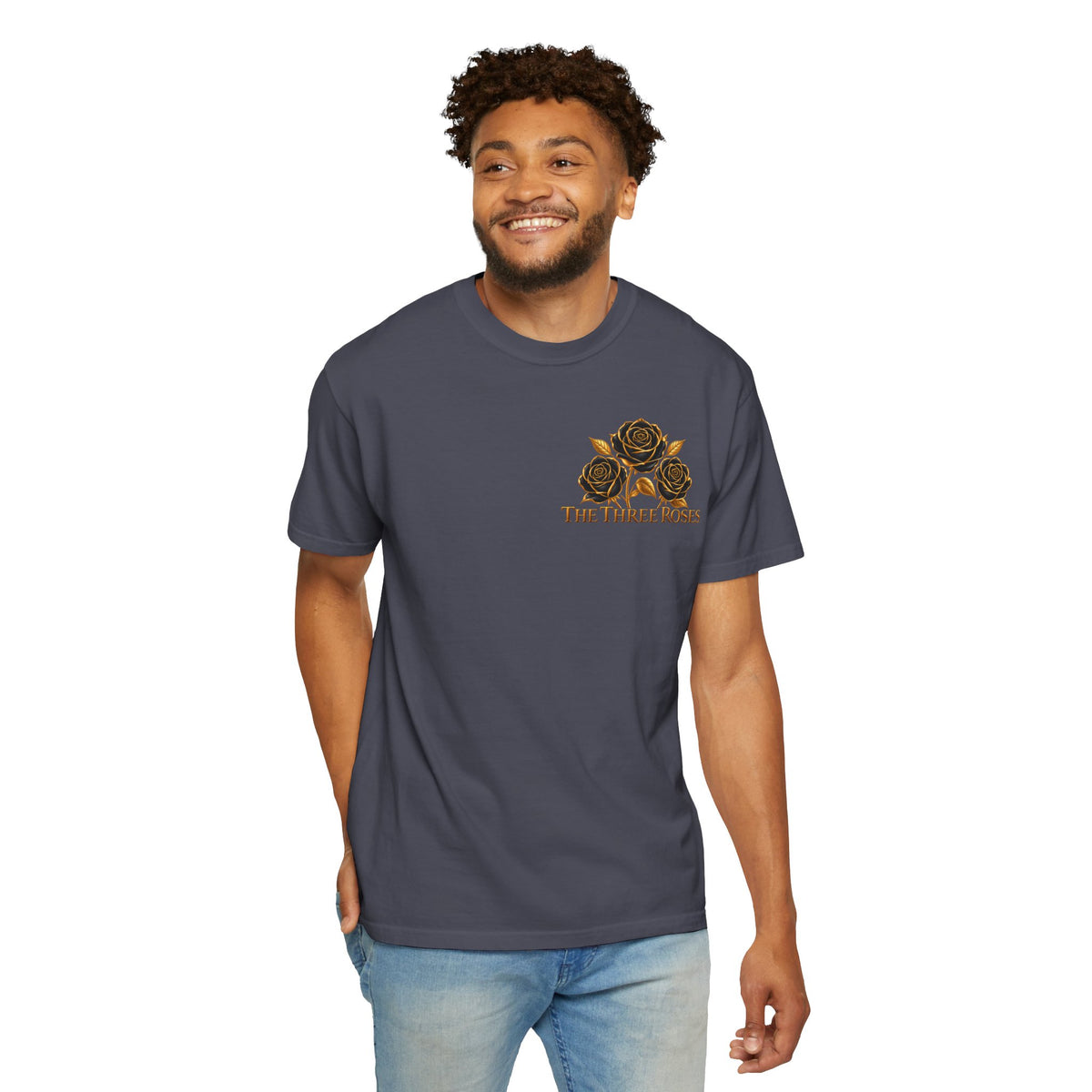The Three Roses Graphic: Unisex T-Shirt  Gold & Black Floral Tee