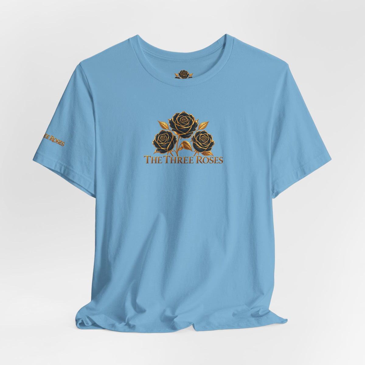 The Three Roses: Unisex Gold Black Rose T-Shirt Graphic Logo