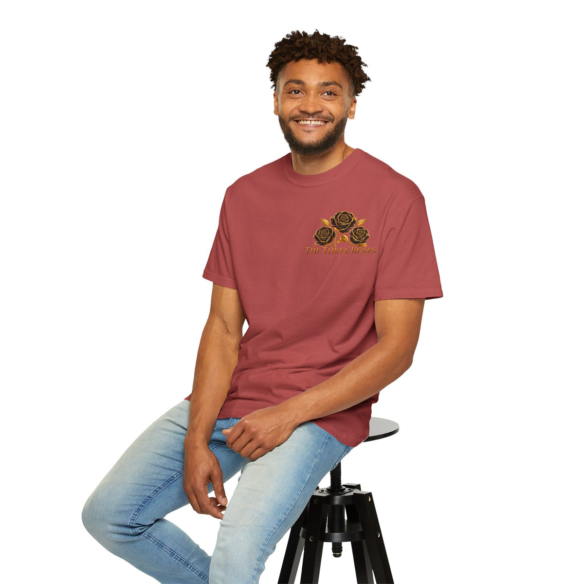 The Three Roses Graphic: Unisex T-Shirt  Gold & Black Floral Tee