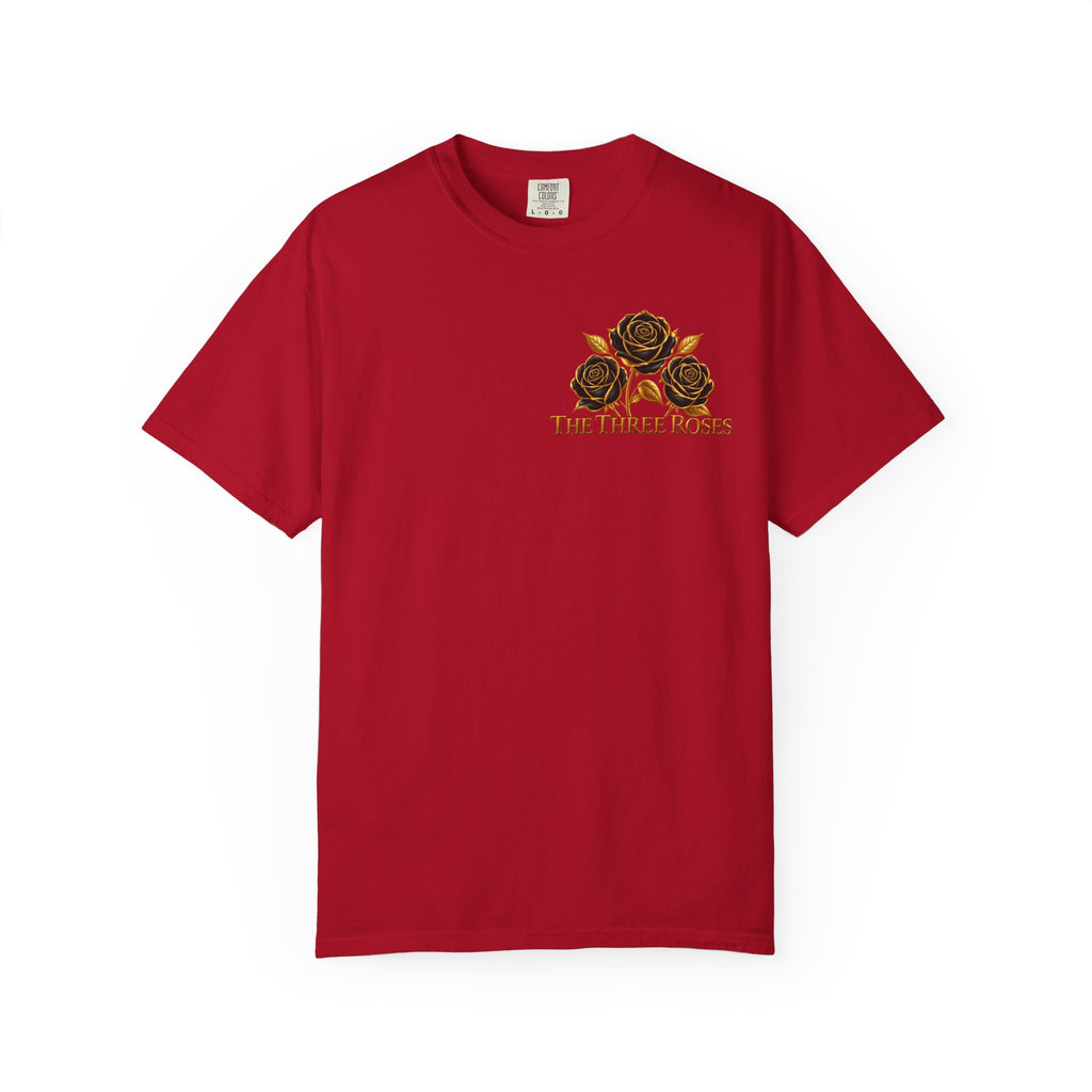 The Three Roses Graphic: Unisex T-Shirt  Gold & Black Floral Tee