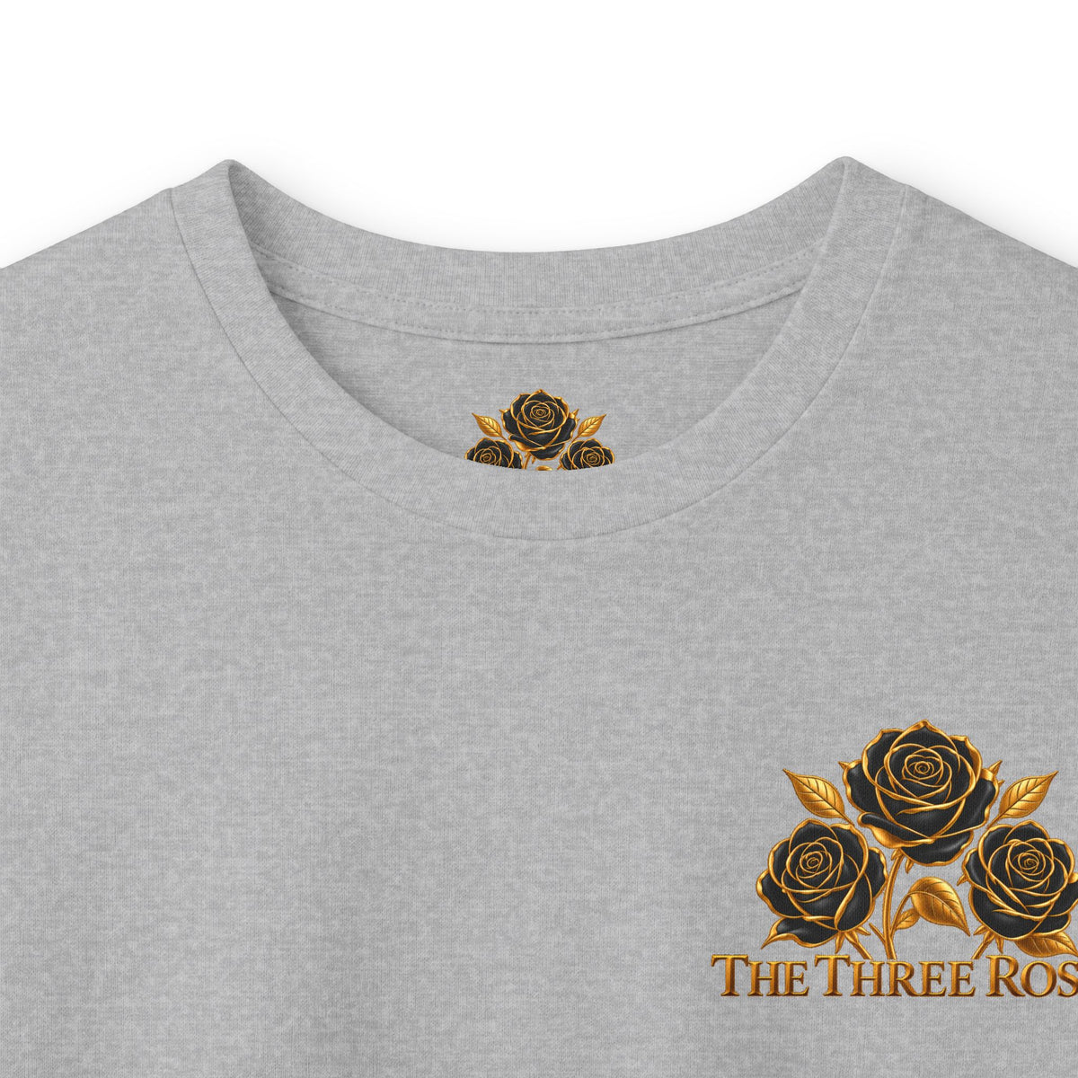 Long Sleeve Tee — Golden Black Rose Chest & Back Design