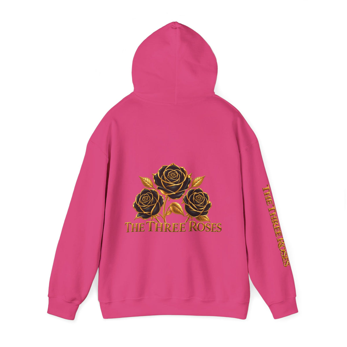 The Three Roses Hoodie: Unisex Gold Rose Graphic Hooded Sweatshirt