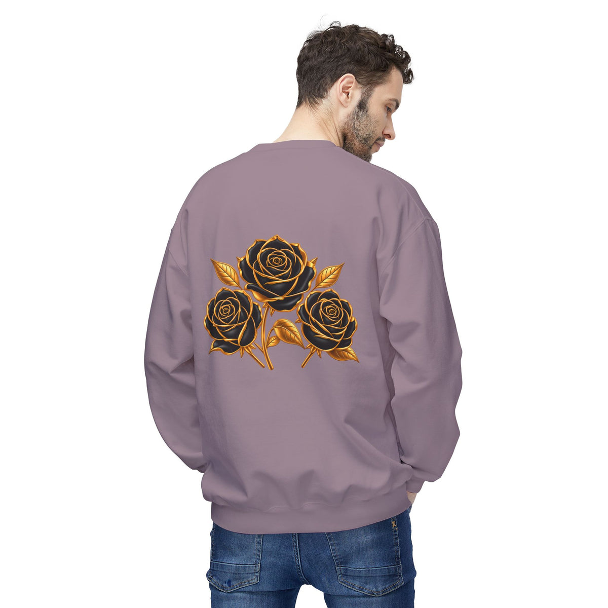 The Three Roses: Unisex Crewneck Gold Rose Sweatshirt Graphic Logo