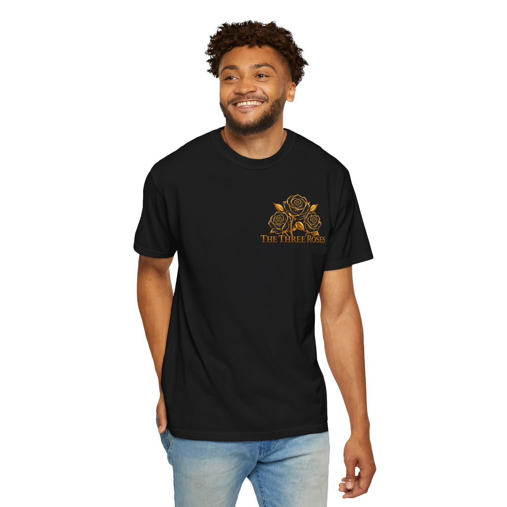The Three Roses Graphic: Unisex T-Shirt  Gold & Black Floral Tee
