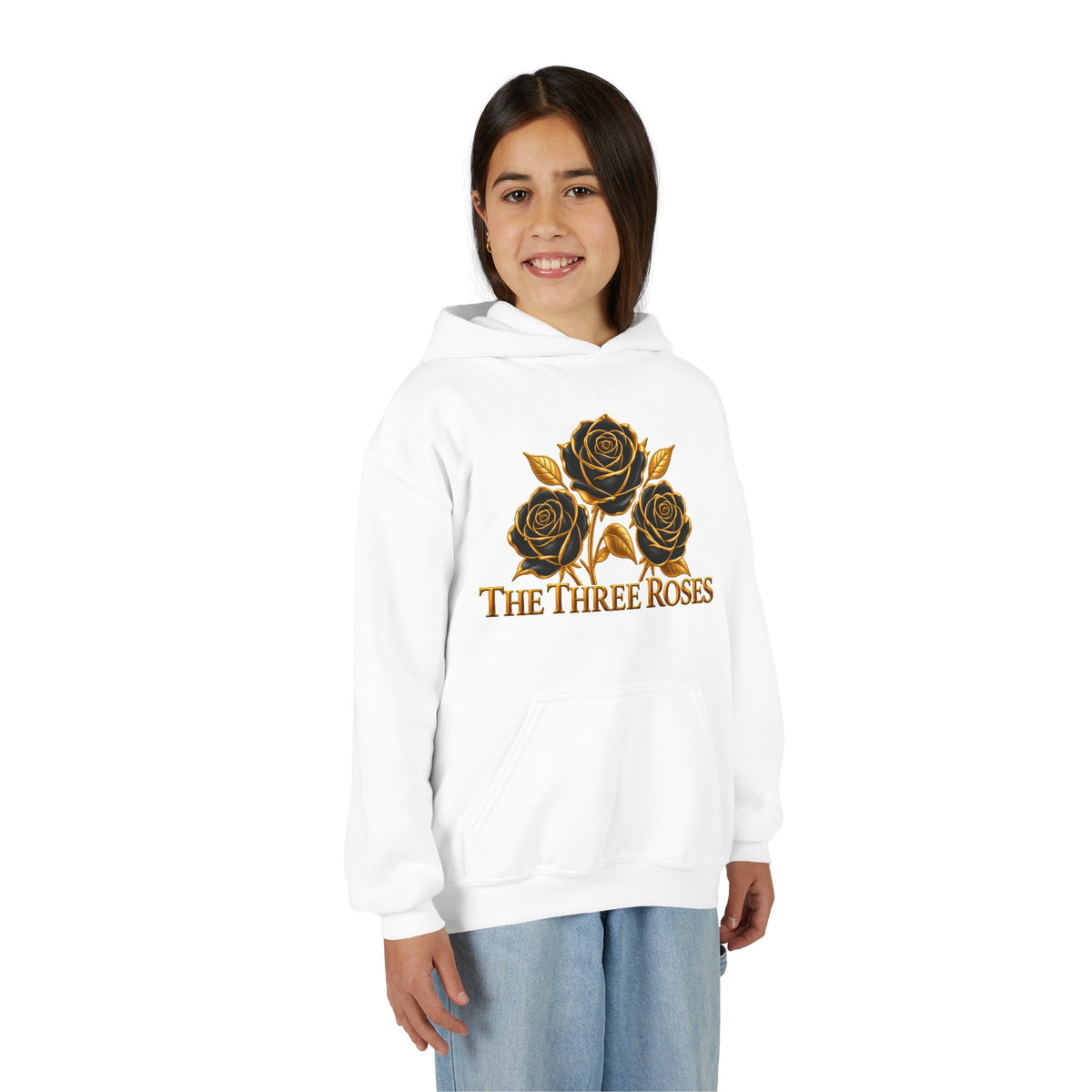The Three Roses: Unisex Youth Gold Logo Hoodie