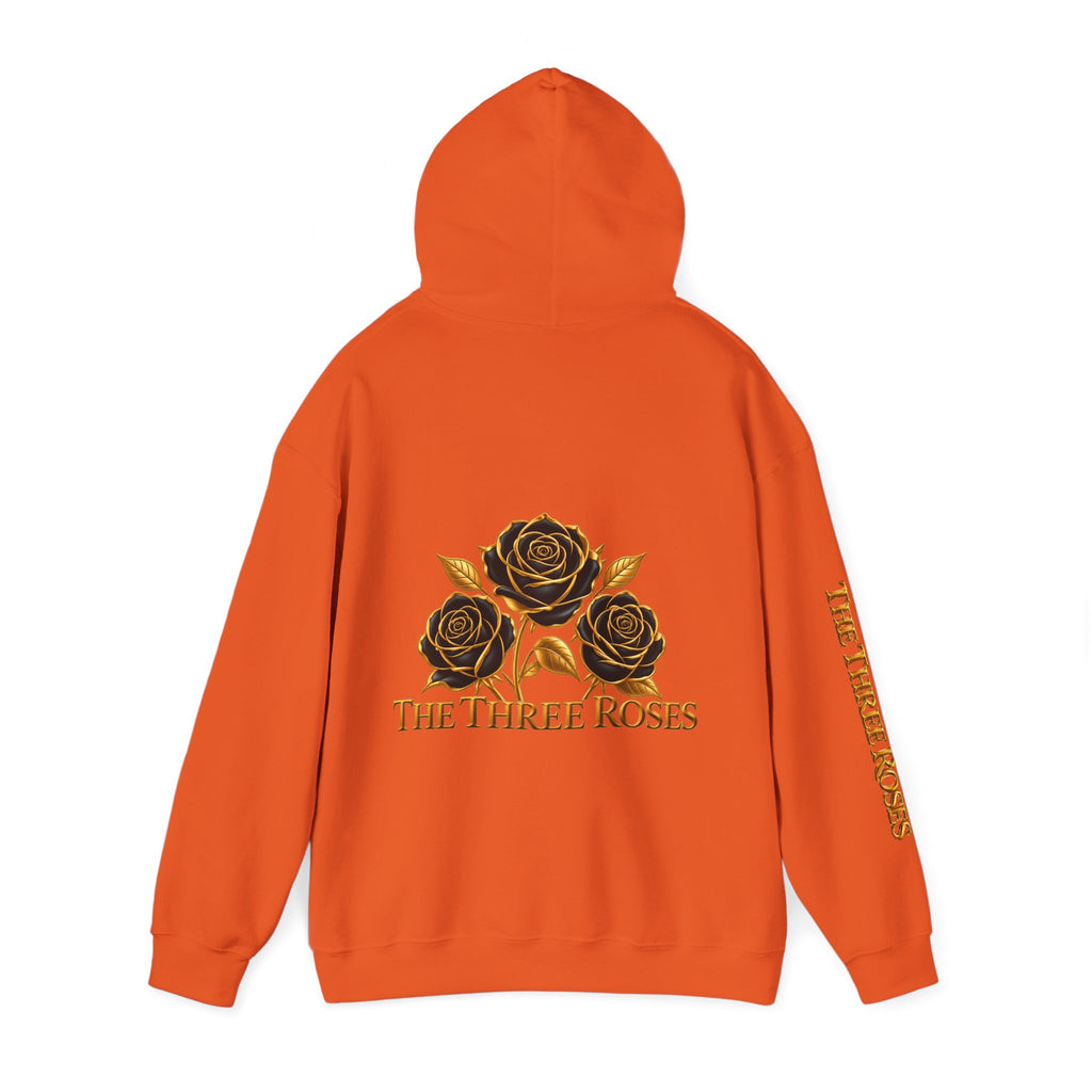 The Three Roses Hoodie: Unisex Gold Rose Graphic Hooded Sweatshirt