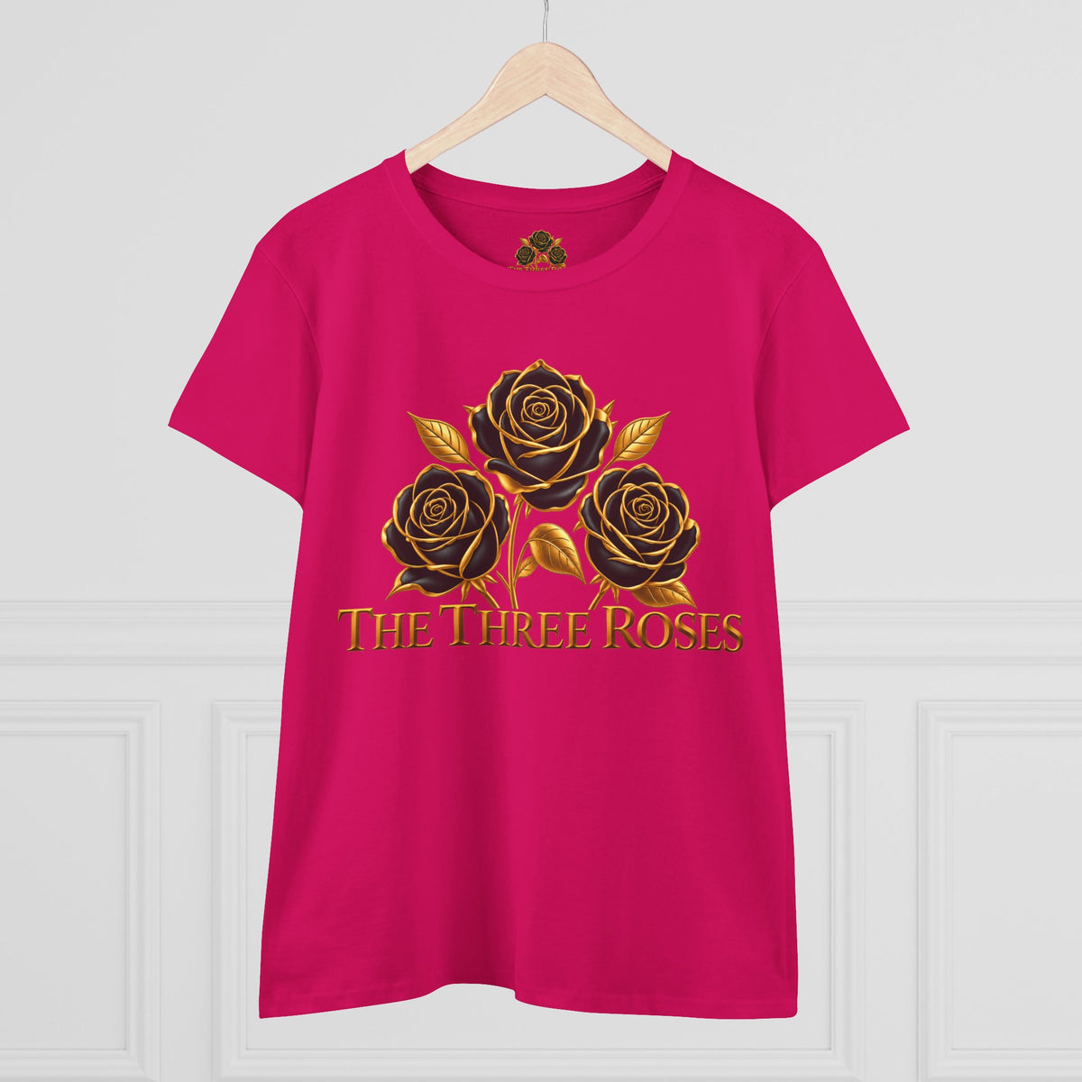 The Three Roses Tee: Womens Black & Gold Rose Graphic T-Shirt