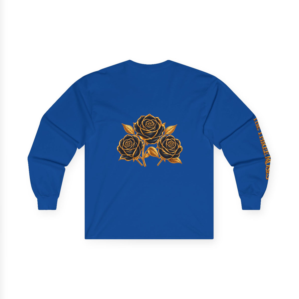 Long Sleeve Tee — Golden Black Rose Chest & Back Design