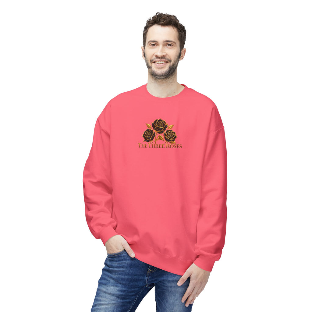The Three Roses: Unisex Crewneck Gold Rose Sweatshirt Graphic Logo