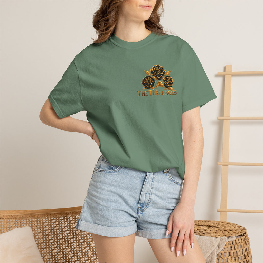 The Three Roses Graphic: Unisex T-Shirt  Gold & Black Floral Tee