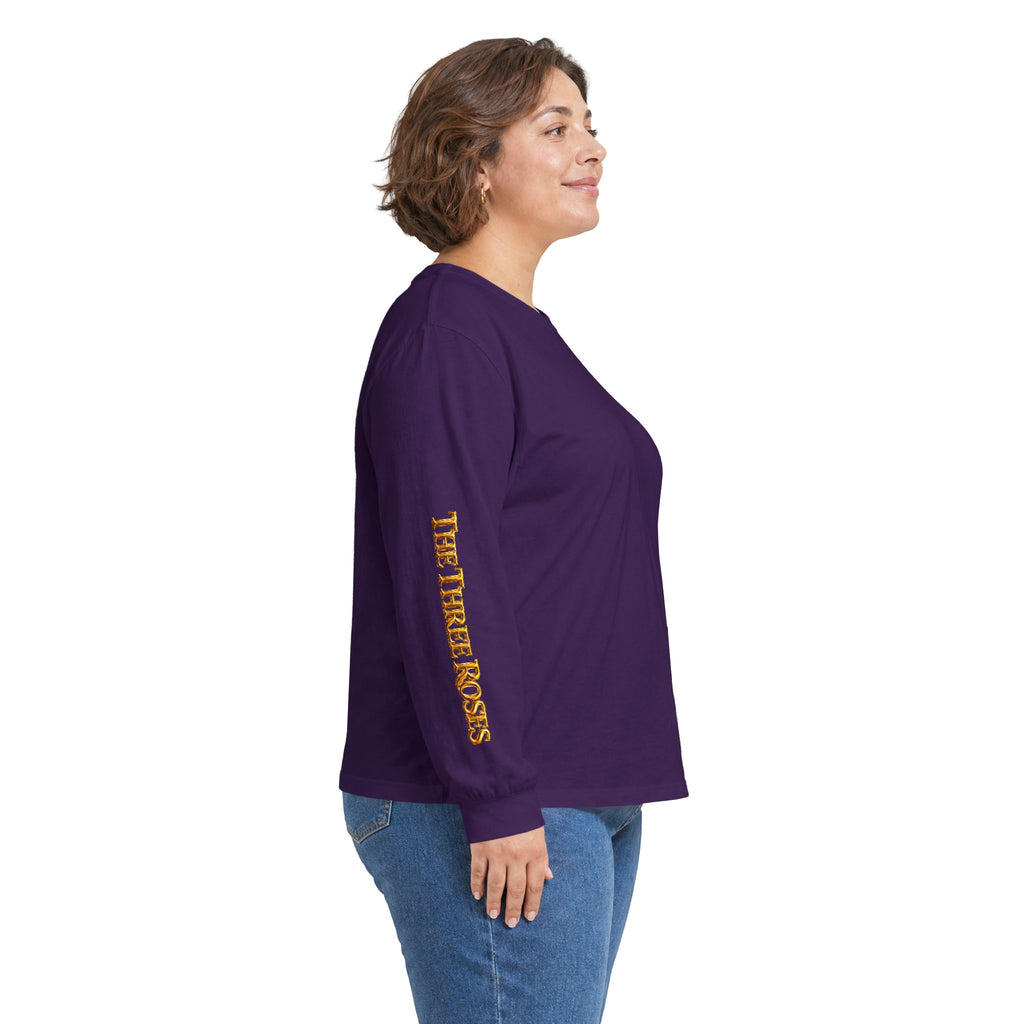 Long Sleeve Tee — Golden Black Rose Chest & Back Design
