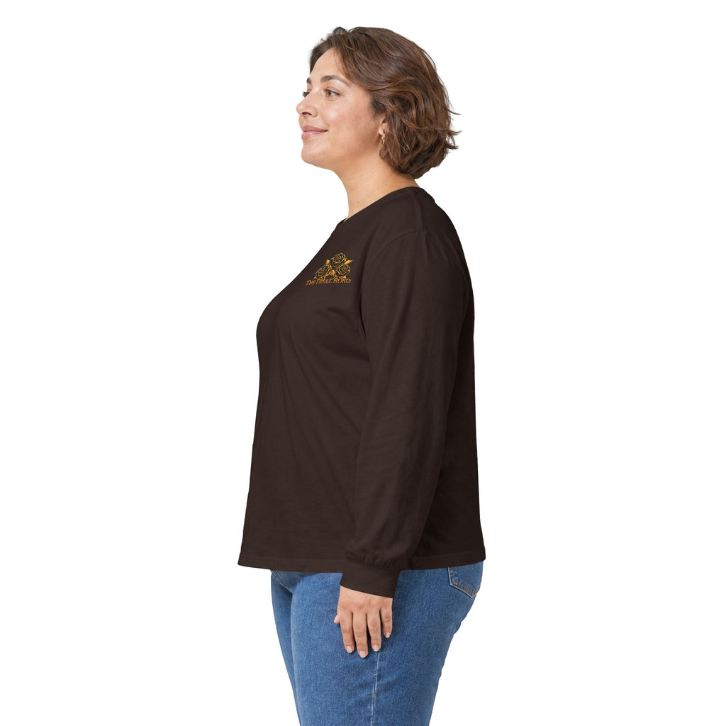 Long Sleeve Tee — Golden Black Rose Chest & Back Design
