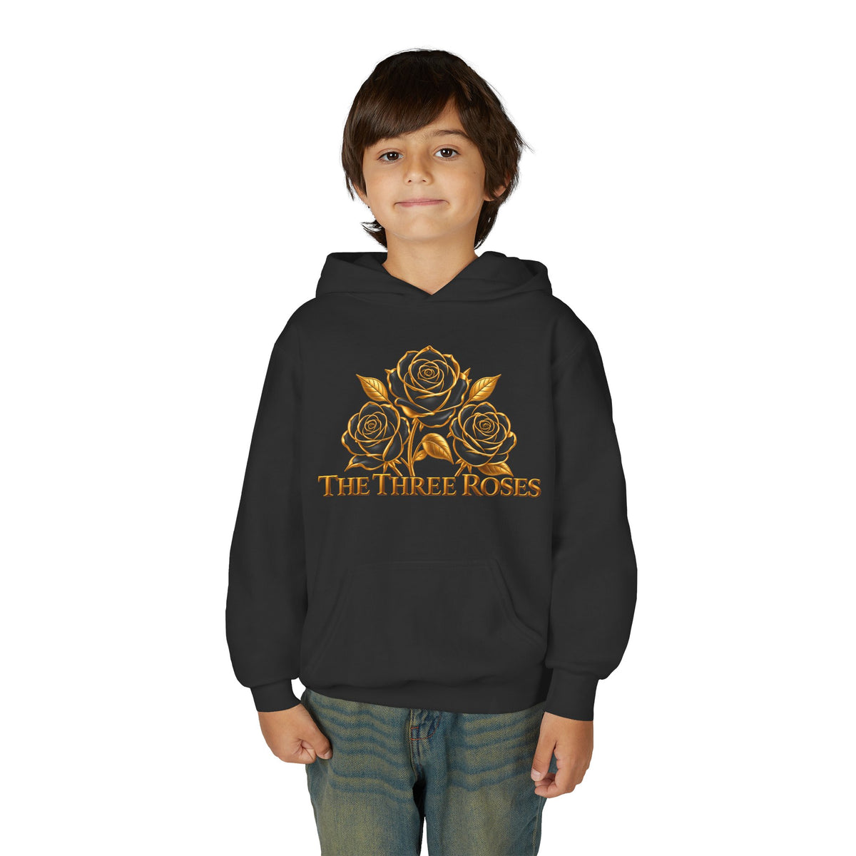 The Three Roses: Unisex Youth Gold Logo Hoodie