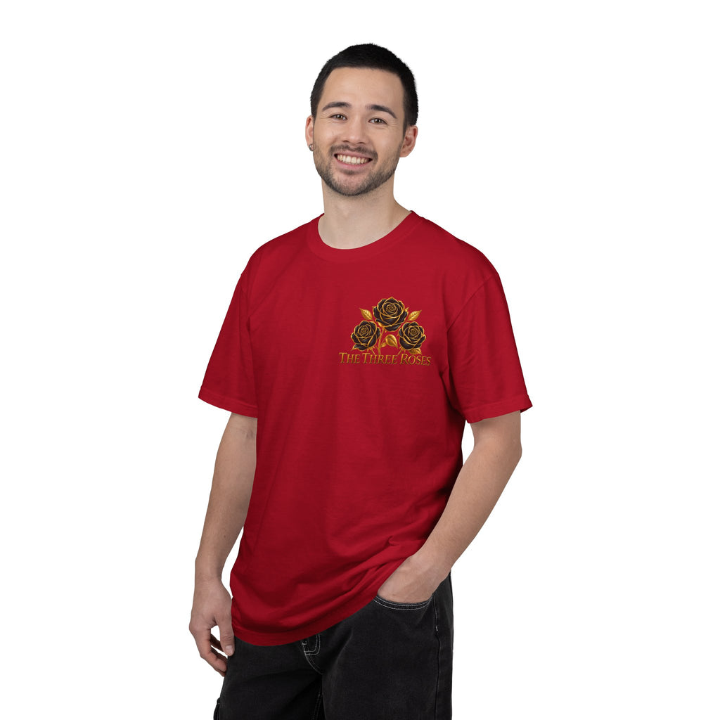 The Three Roses Graphic: Unisex T-Shirt  Gold & Black Floral Tee