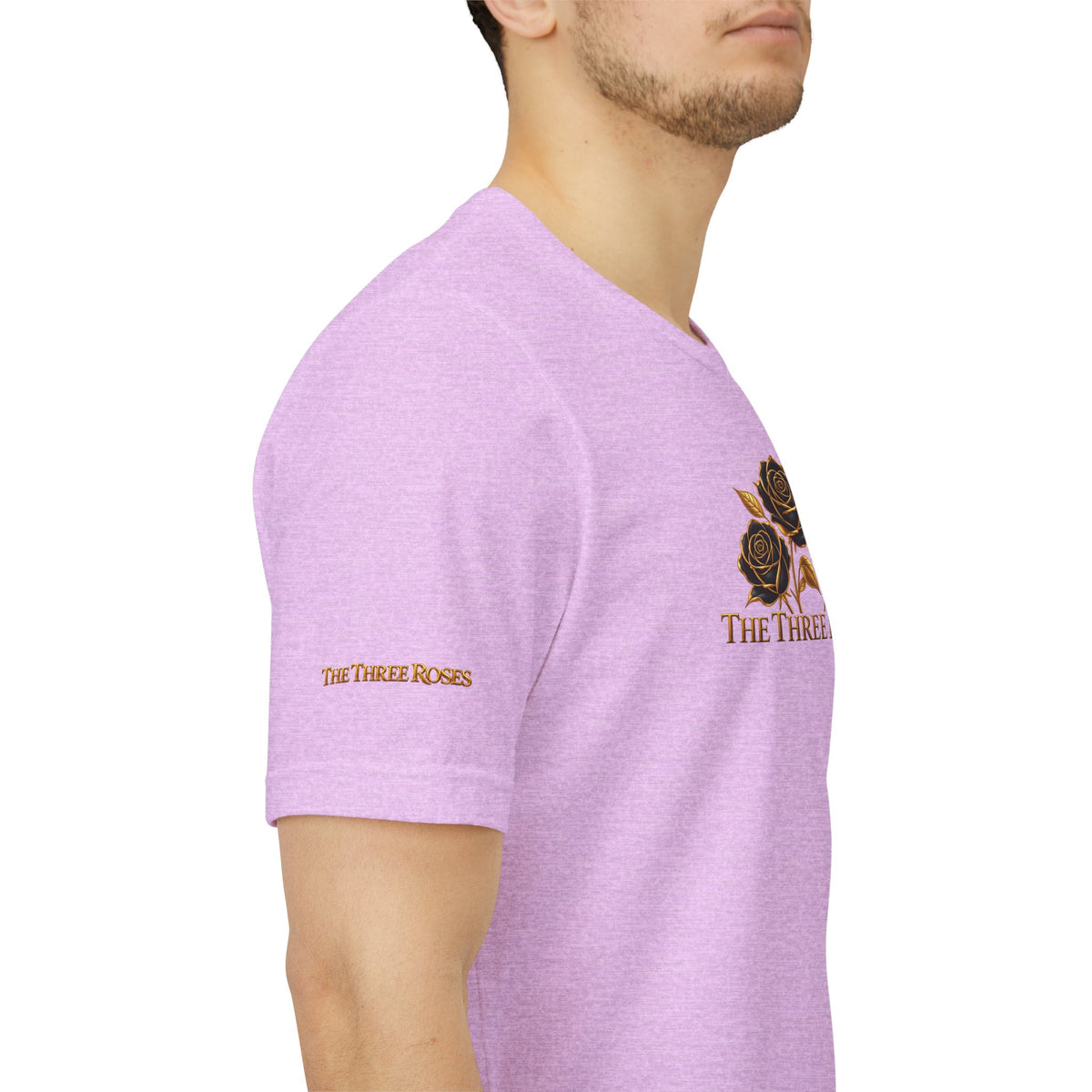 The Three Roses: Unisex Gold Black Rose T-Shirt Graphic Logo