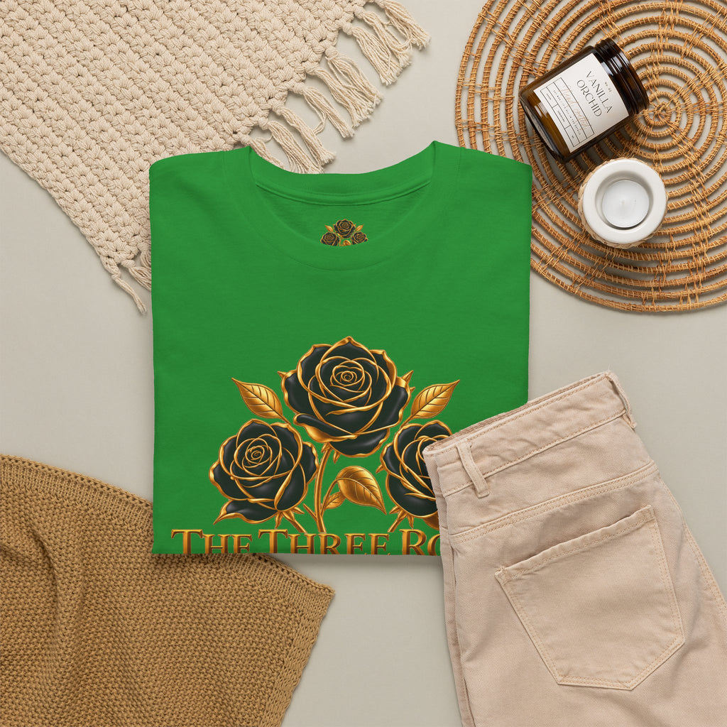 The Three Roses Tee — Mens Gold Floral Graphic T-Shirt