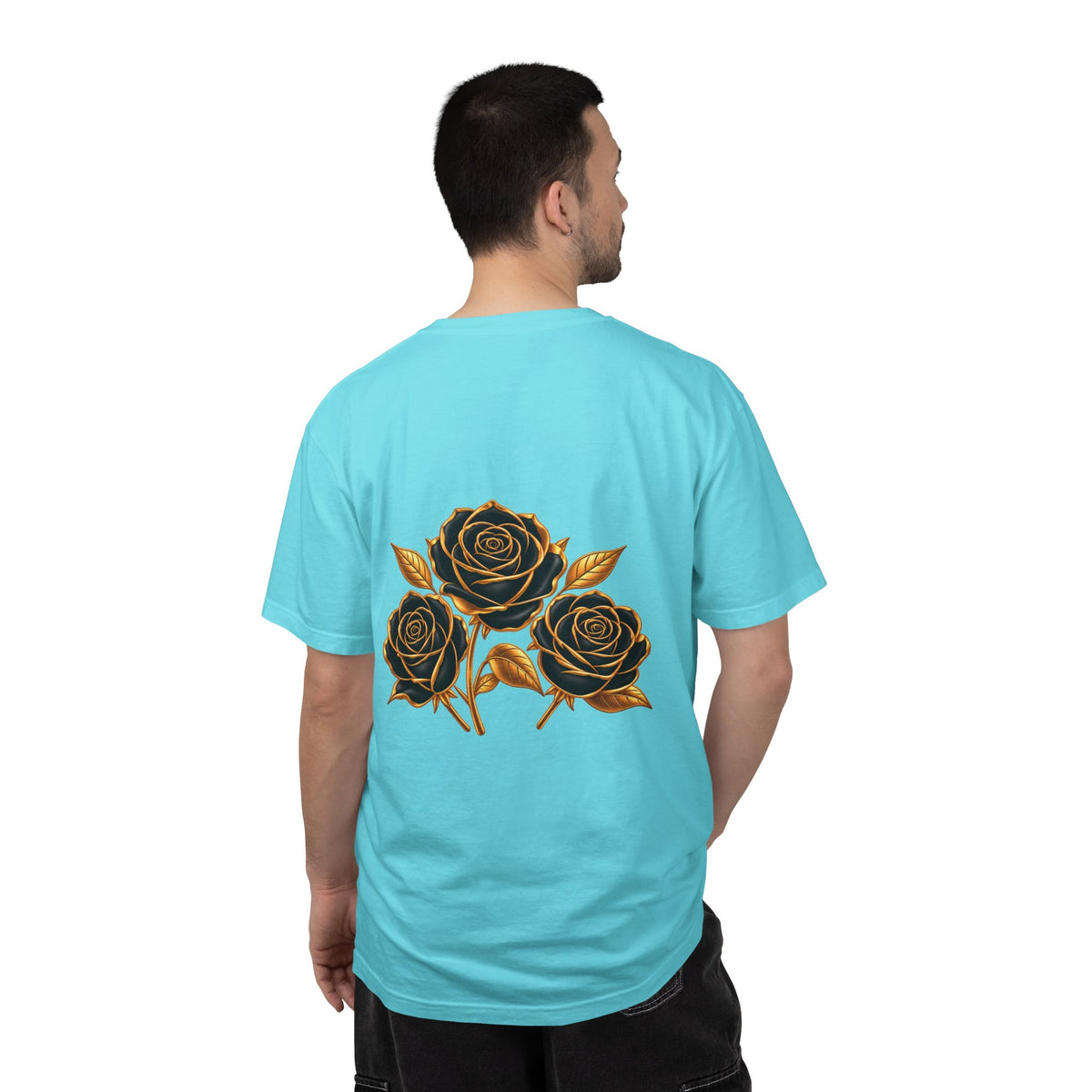 The Three Roses Graphic: Unisex T-Shirt  Gold & Black Floral Tee