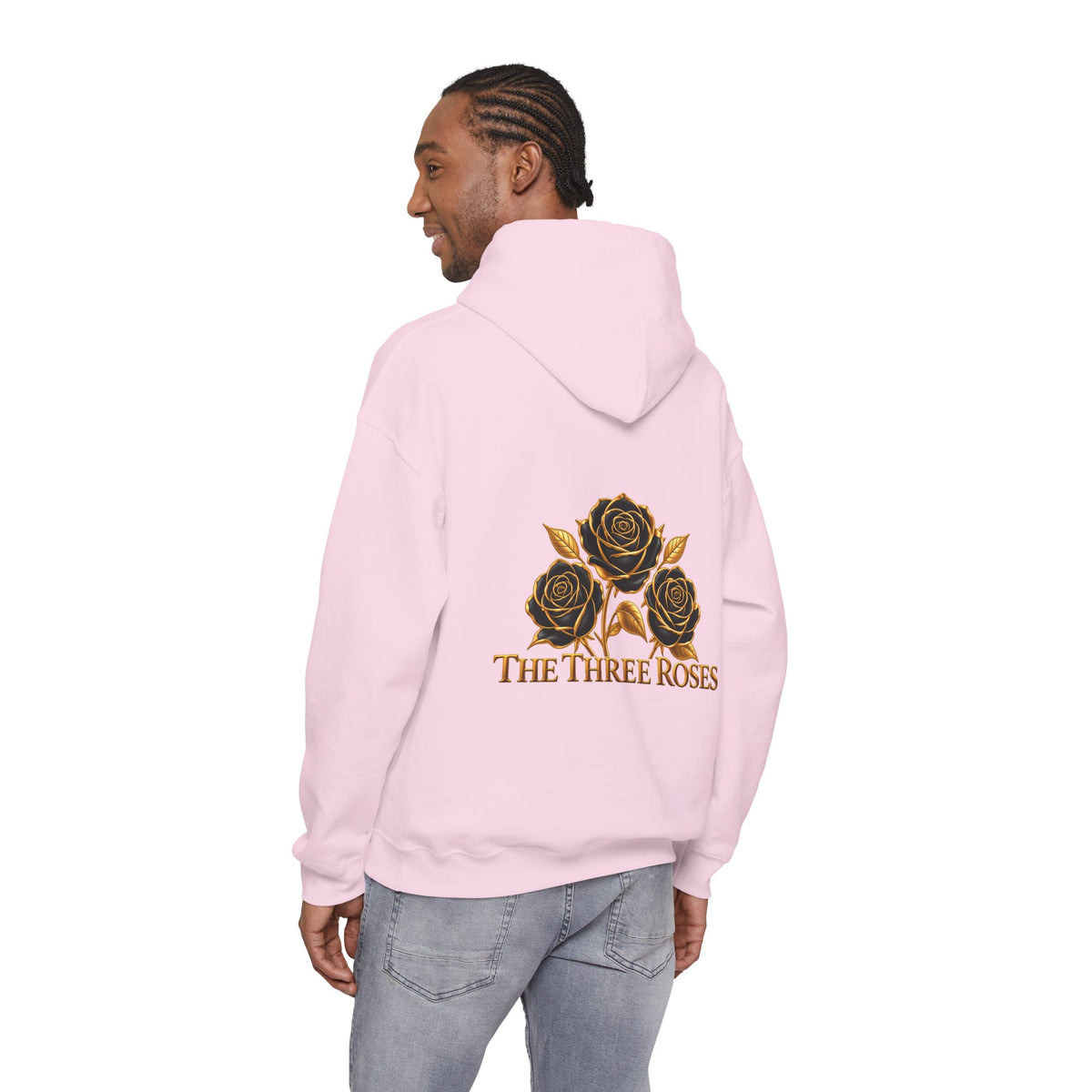 The Three Roses Hoodie: Unisex Gold Rose Graphic Hooded Sweatshirt