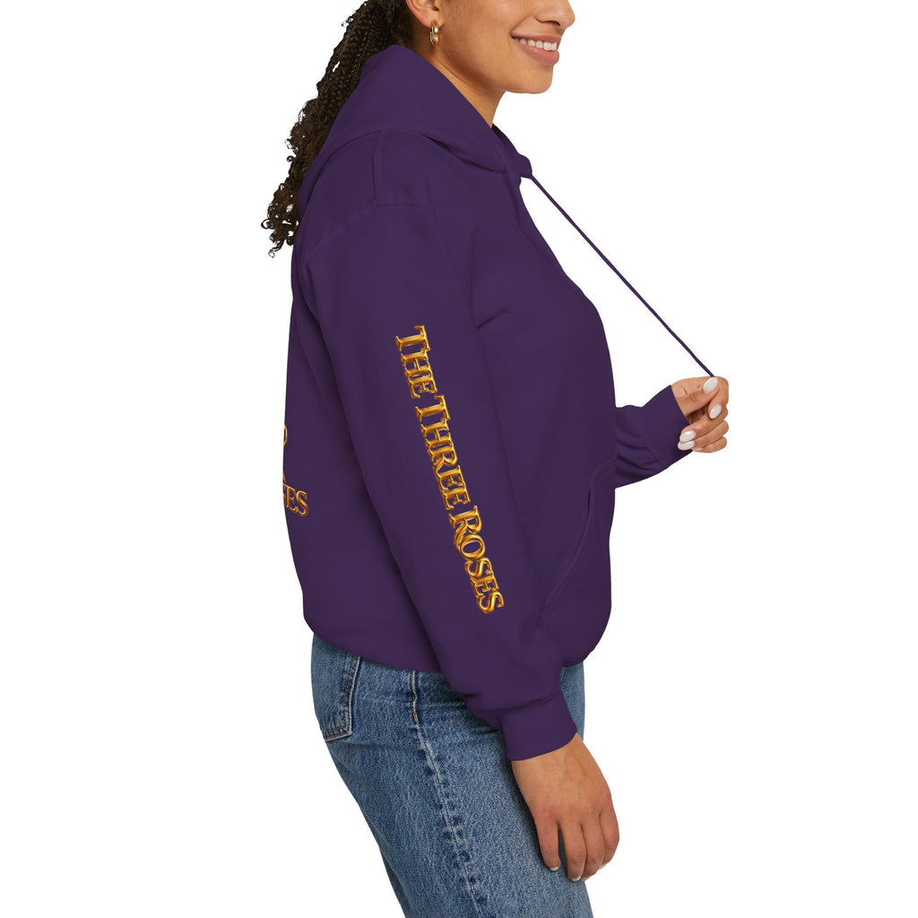The Three Roses Hoodie: Unisex Gold Rose Graphic Hooded Sweatshirt