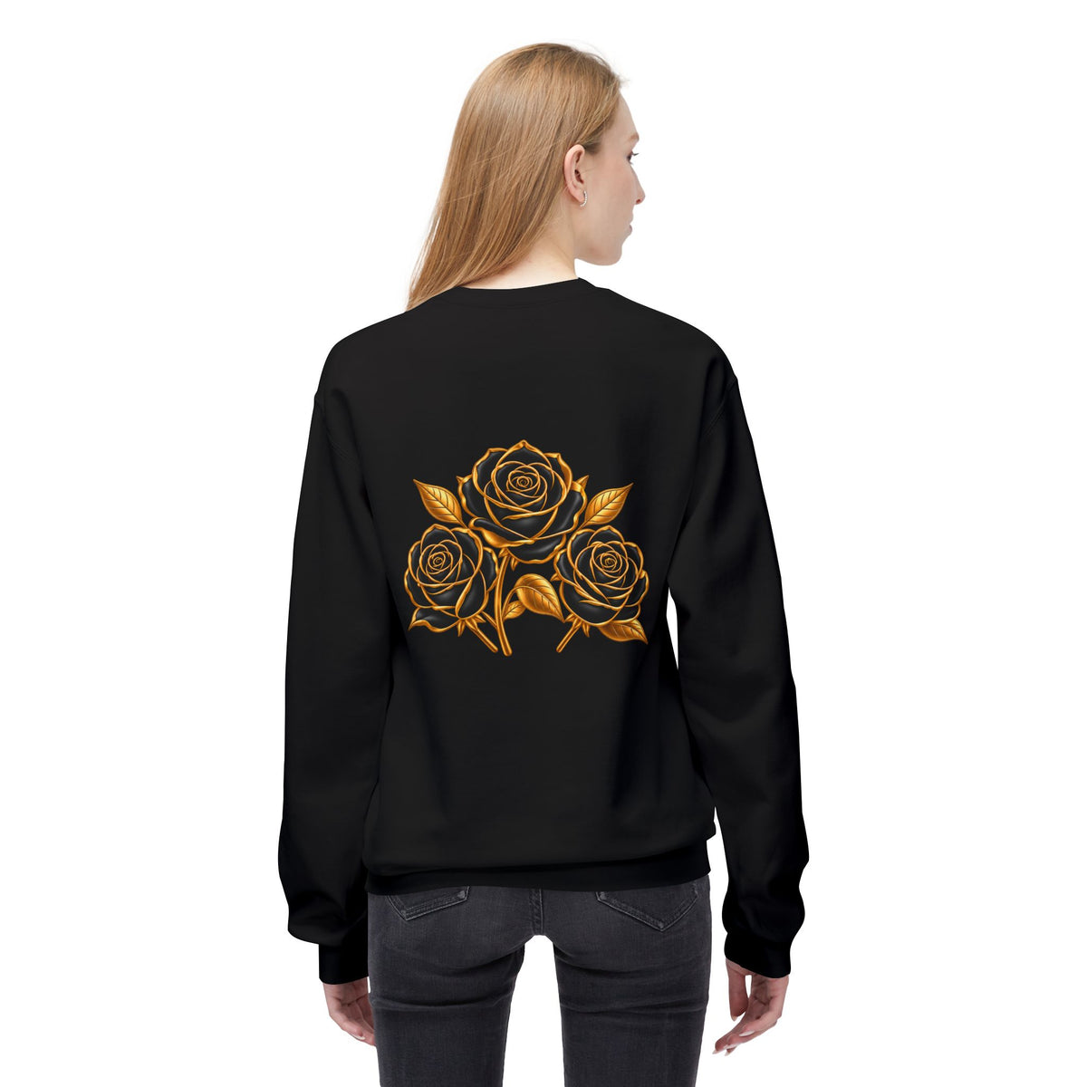 The Three Roses: Unisex Crewneck Gold Rose Sweatshirt Graphic Logo