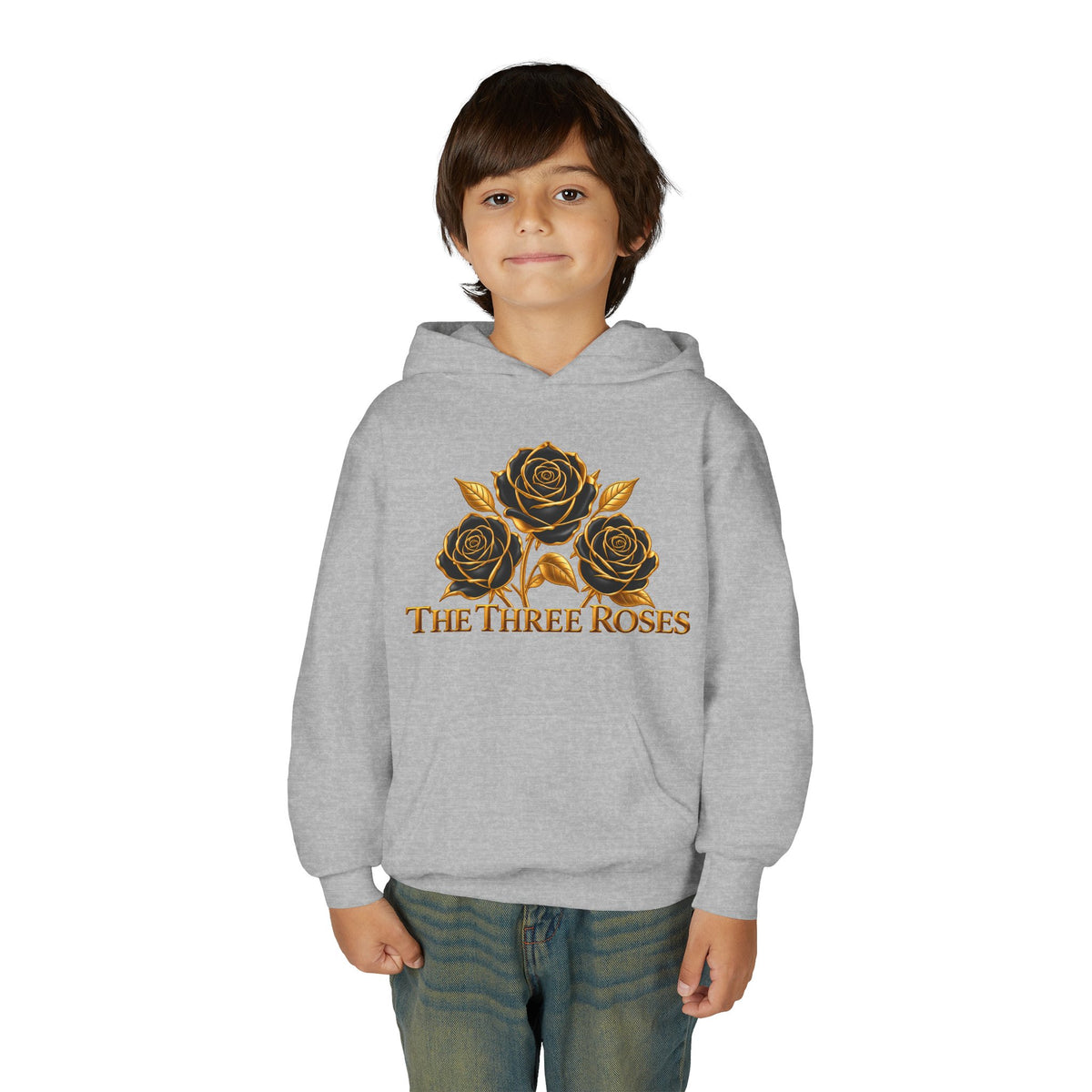 The Three Roses: Unisex Youth Gold Logo Hoodie