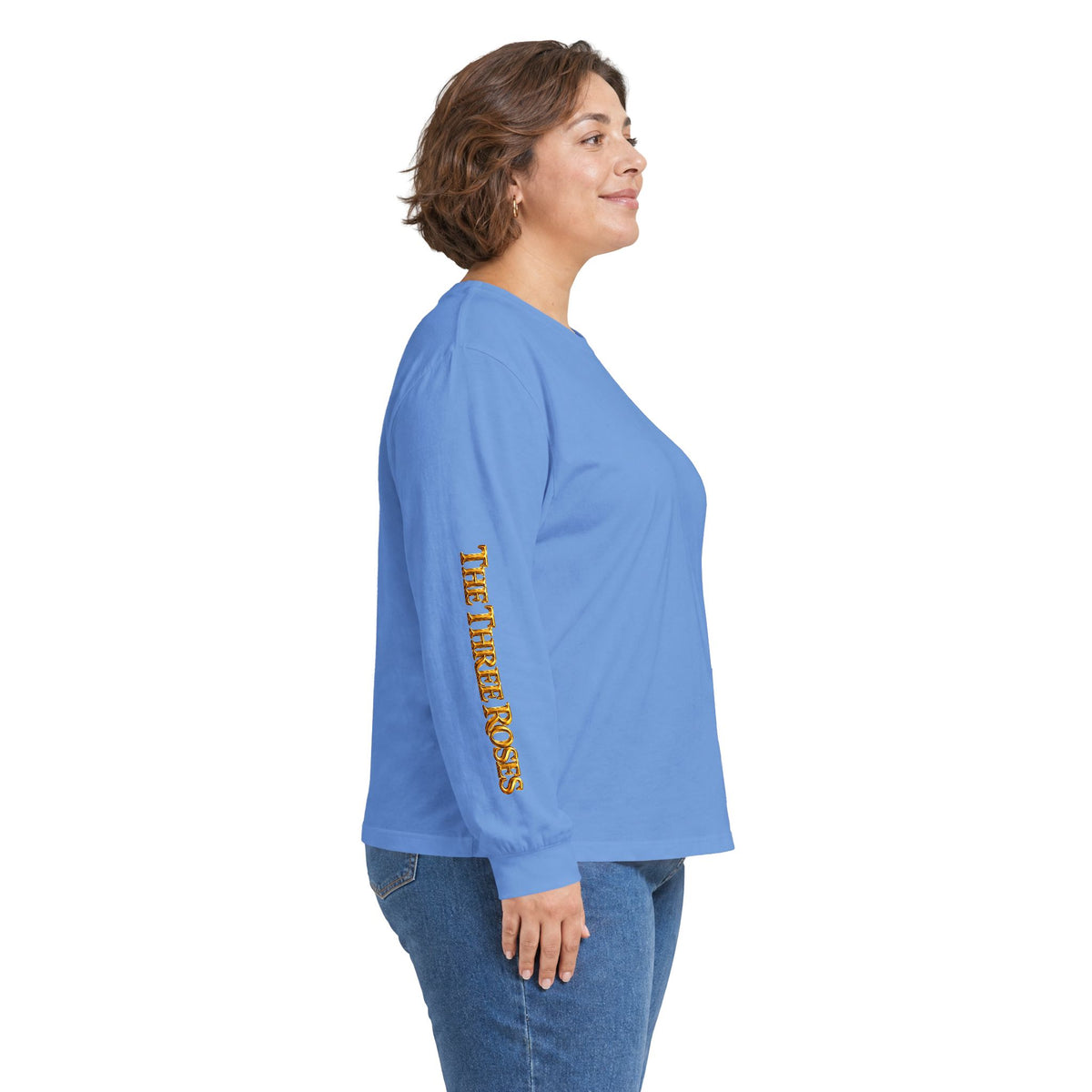 Long Sleeve Tee — Golden Black Rose Chest & Back Design