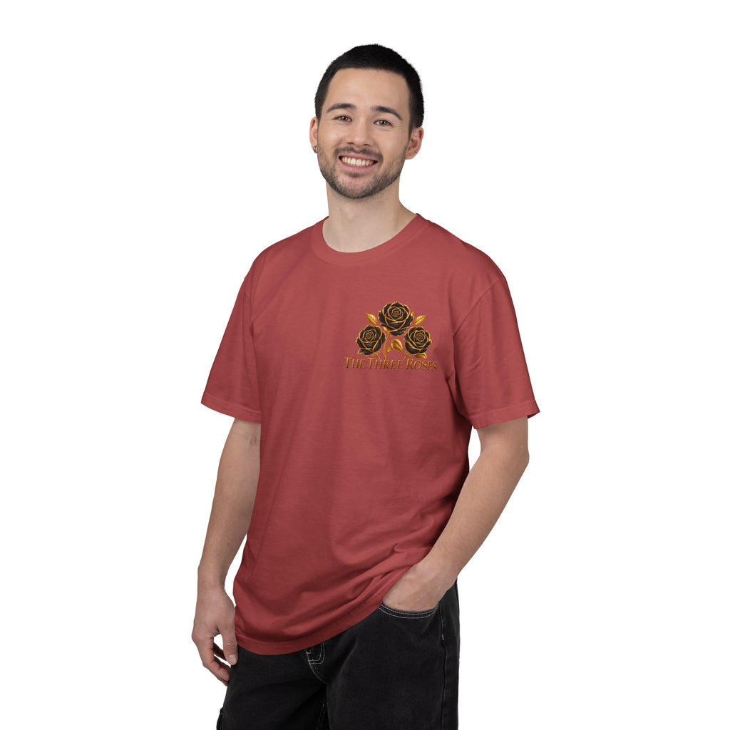 The Three Roses Graphic: Unisex T-Shirt  Gold & Black Floral Tee