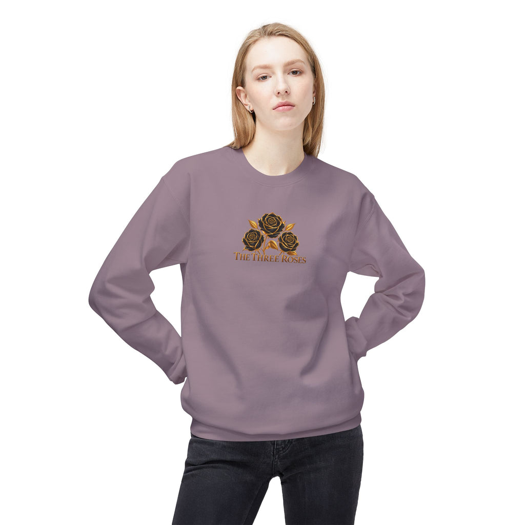 The Three Roses: Unisex Crewneck Gold Rose Sweatshirt Graphic Logo