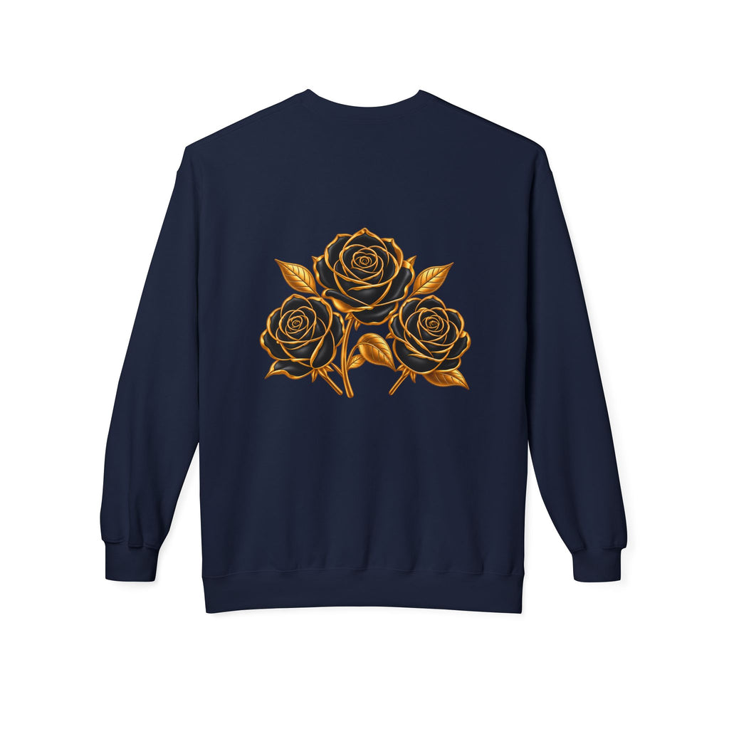 The Three Roses: Unisex Crewneck Gold Rose Sweatshirt Graphic Logo
