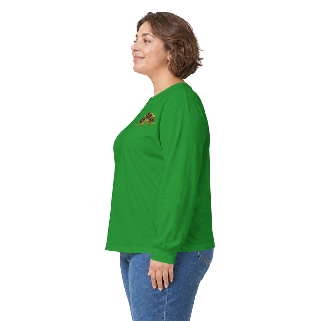 Long Sleeve Tee — Golden Black Rose Chest & Back Design
