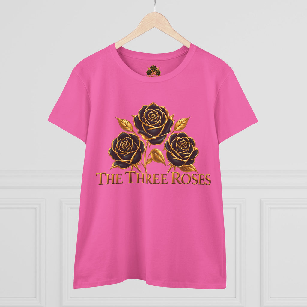 The Three Roses Tee: Womens Black & Gold Rose Graphic T-Shirt