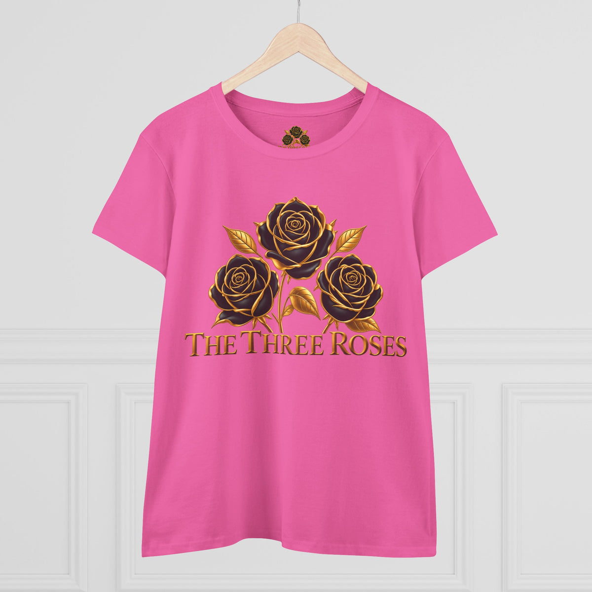 The Three Roses Tee: Womens Black & Gold Rose Graphic T-Shirt