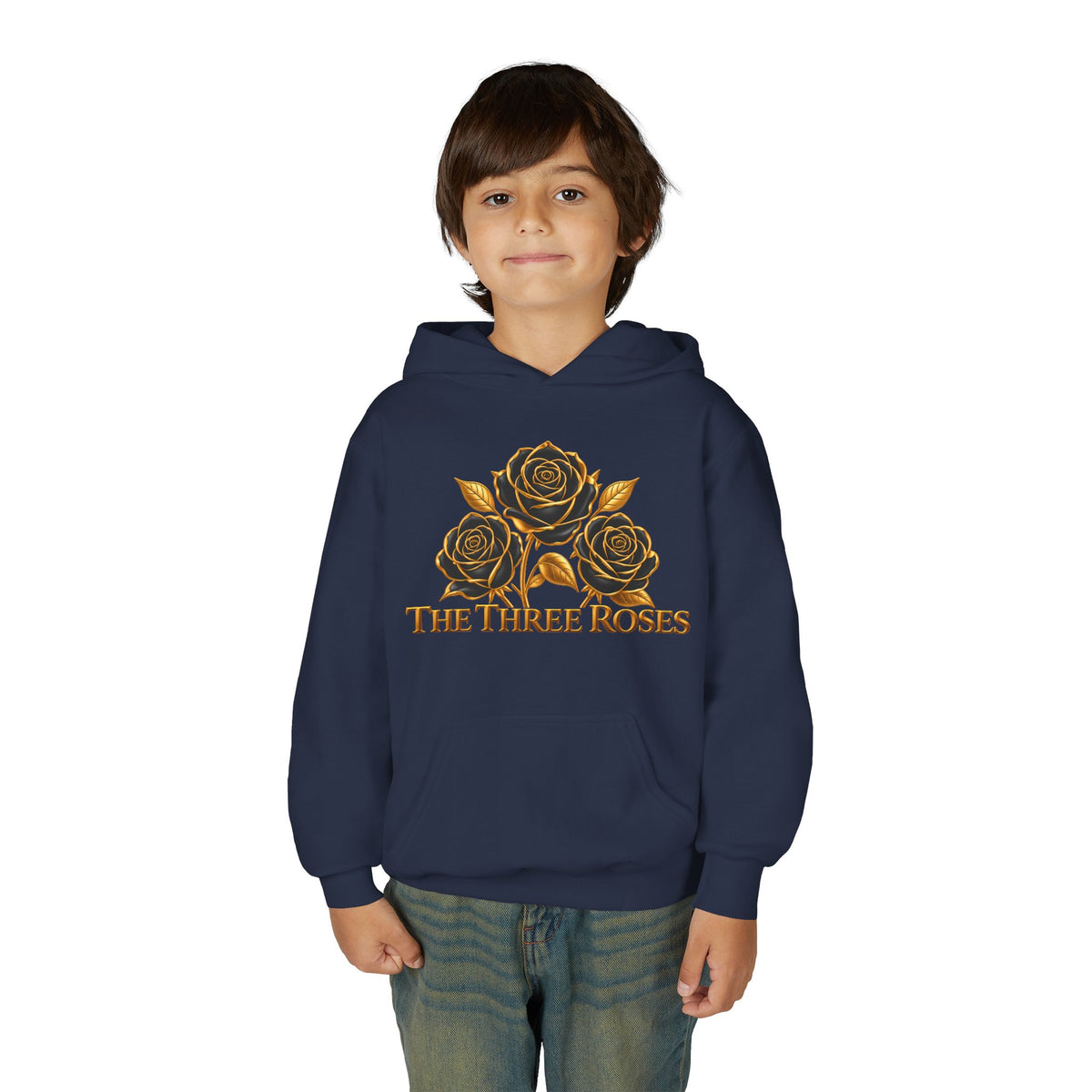 The Three Roses: Unisex Youth Gold Logo Hoodie