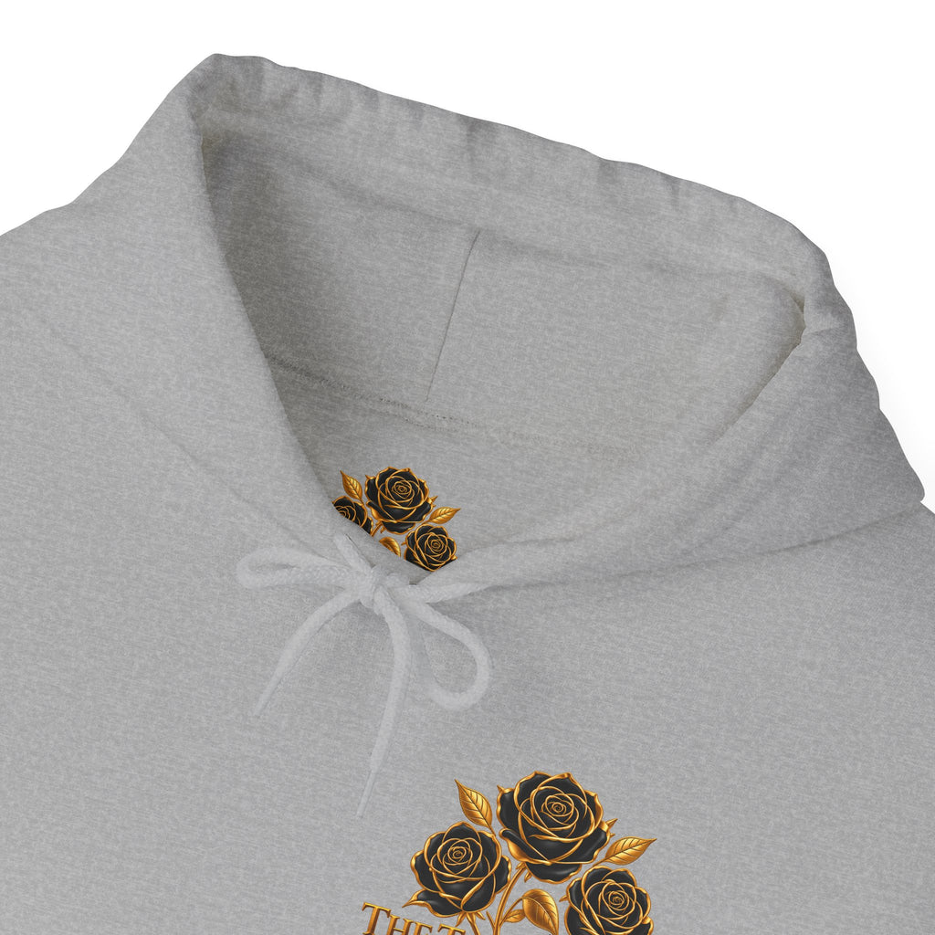 The Three Roses Hoodie: Unisex Gold Rose Graphic Hooded Sweatshirt