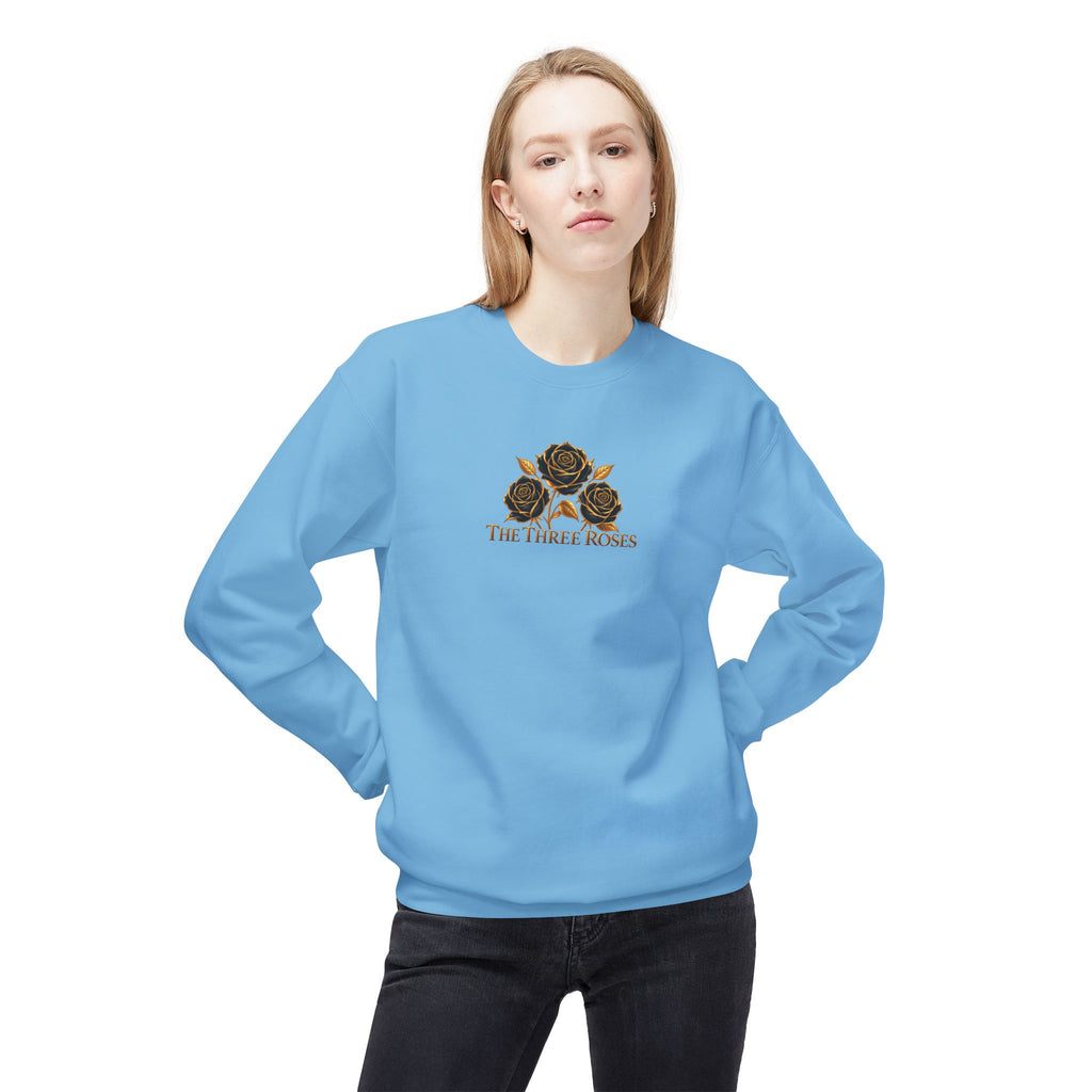 The Three Roses: Unisex Crewneck Gold Rose Sweatshirt Graphic Logo