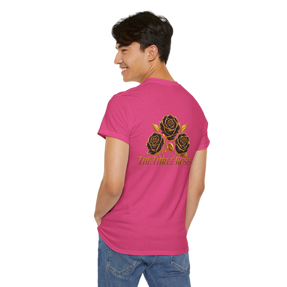 The Three Roses Tee — Mens Gold Floral Graphic T-Shirt