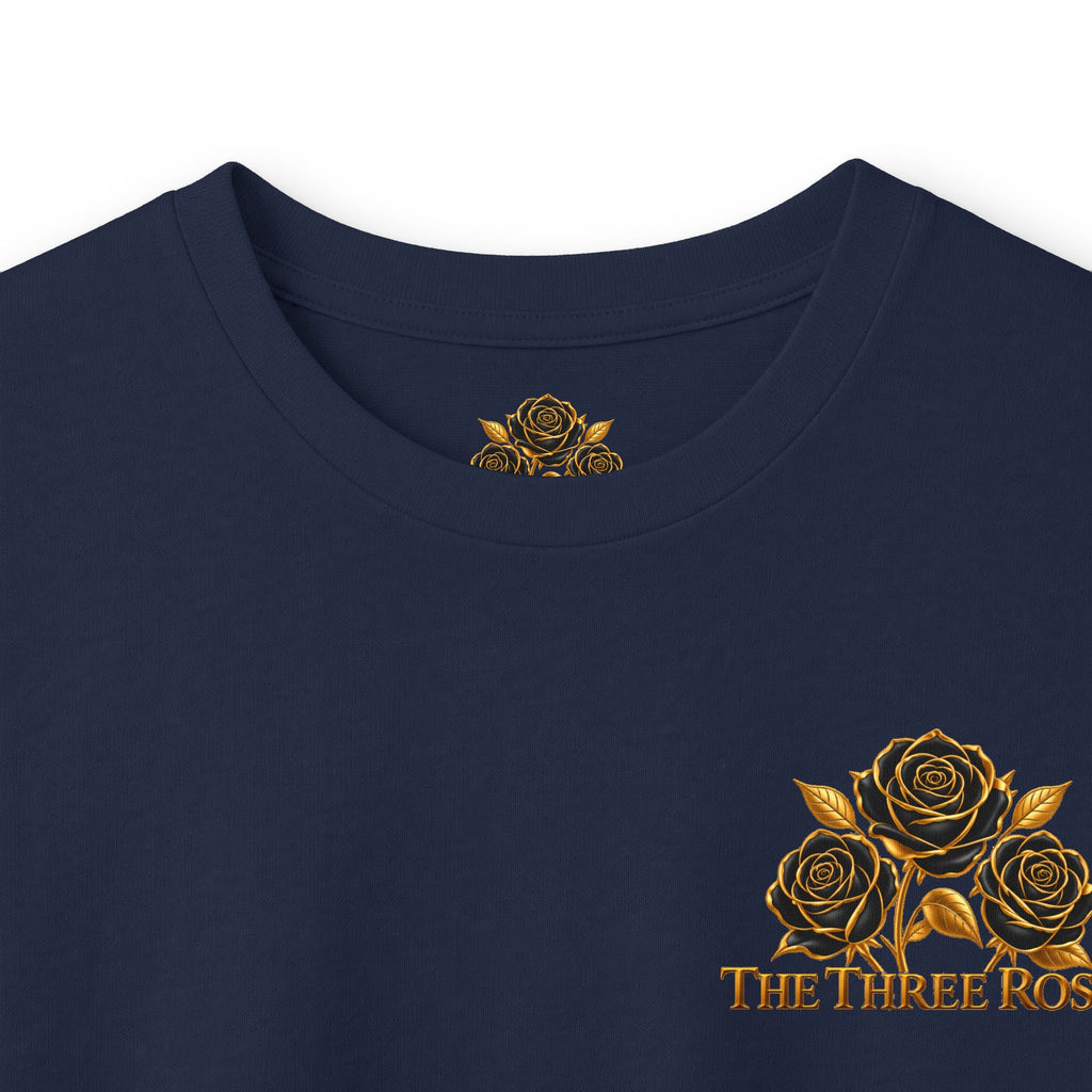 Long Sleeve Tee — Golden Black Rose Chest & Back Design