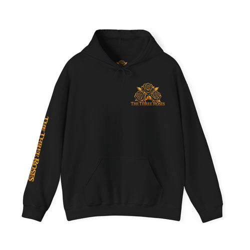 The Three Roses Hoodie: Unisex Gold Rose Graphic Hooded Sweatshirt