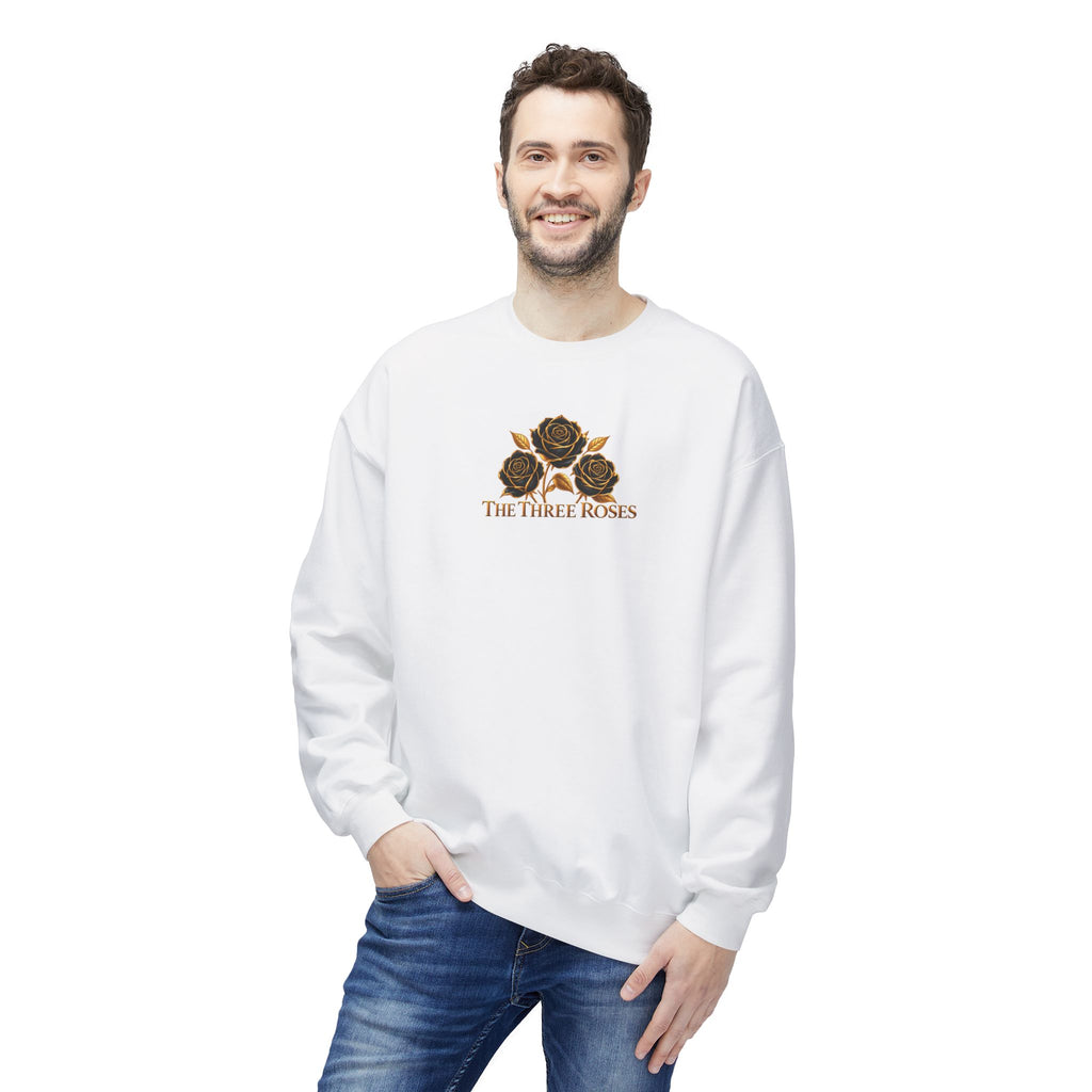 The Three Roses: Unisex Crewneck Gold Rose Sweatshirt Graphic Logo
