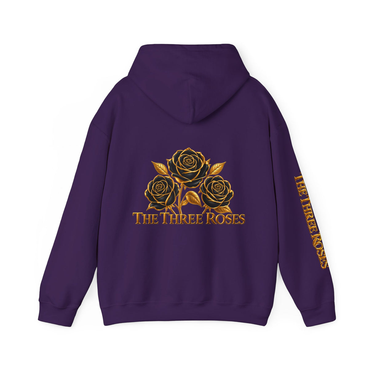 The Three Roses Hoodie: Unisex Gold Rose Graphic Hooded Sweatshirt