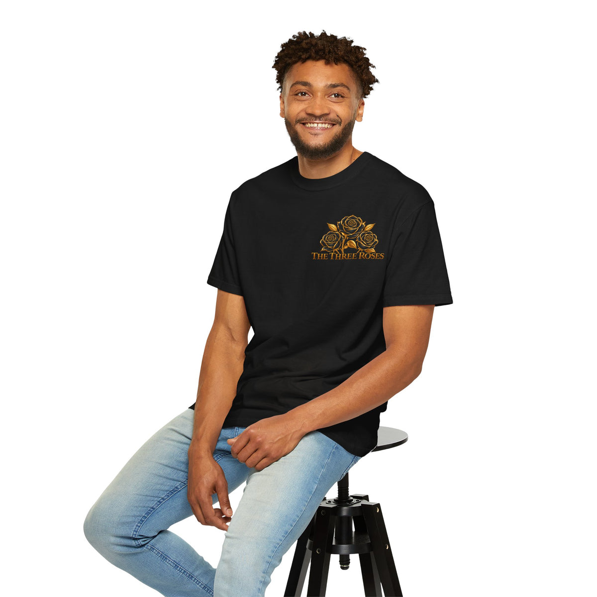 The Three Roses Graphic: Unisex T-Shirt  Gold & Black Floral Tee