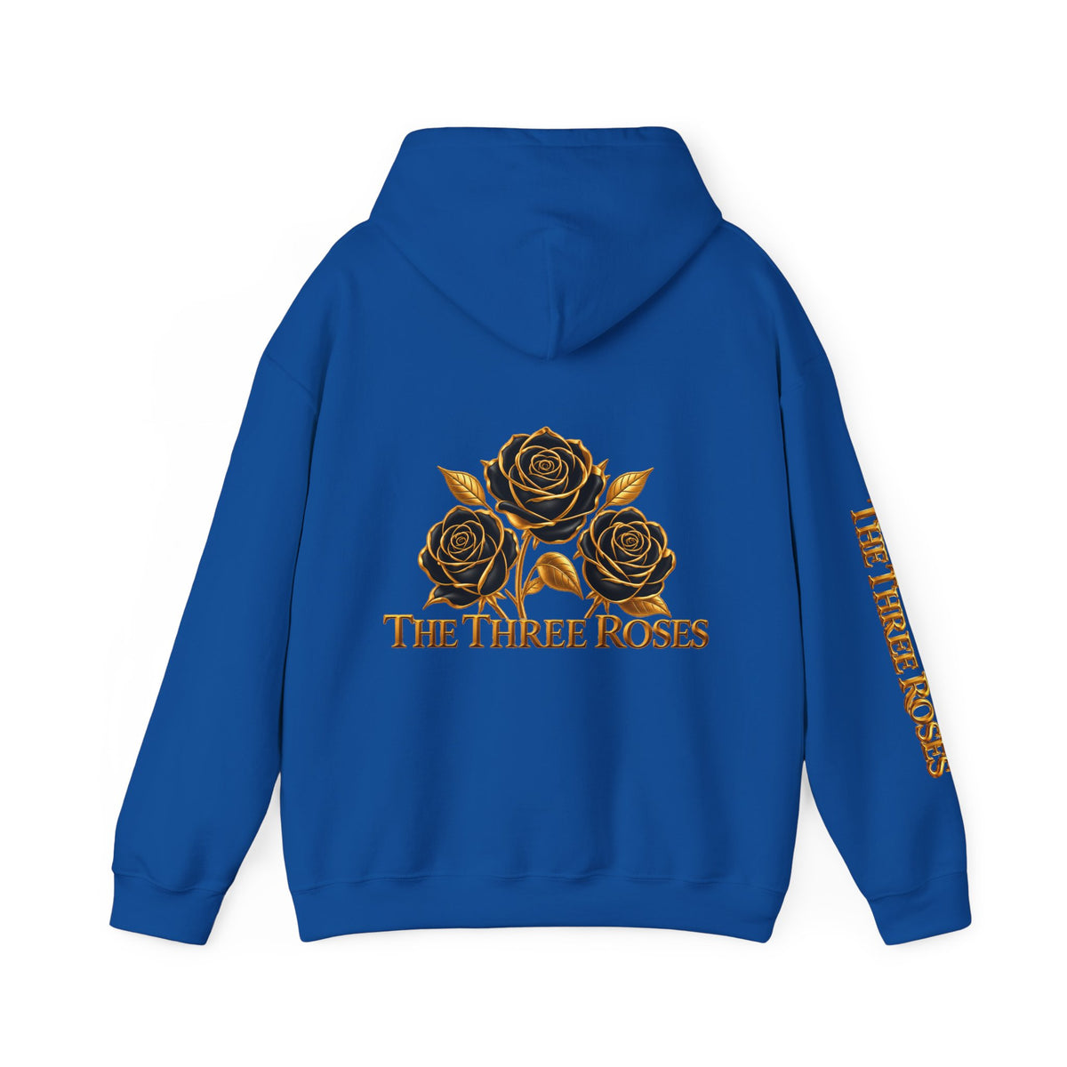 The Three Roses Hoodie: Unisex Gold Rose Graphic Hooded Sweatshirt